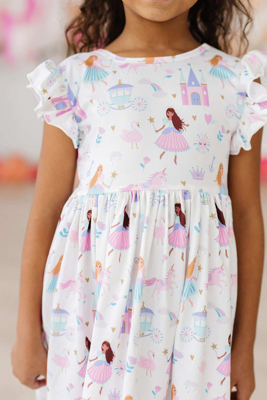 Fairy Princess Flutter Sleeve Twirl Dress - Mila & Rose ® - Flyclothing LLC