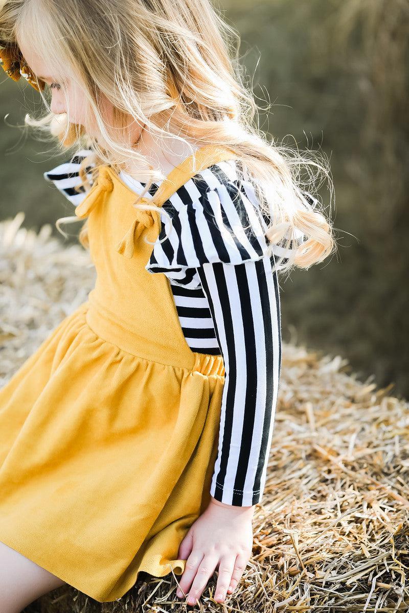 Mustard Faux Suede Pinafore - Mila & Rose ® - Flyclothing LLC