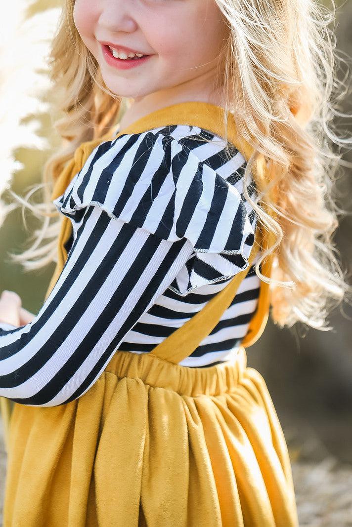 Mustard Faux Suede Pinafore - Mila & Rose ® - Flyclothing LLC
