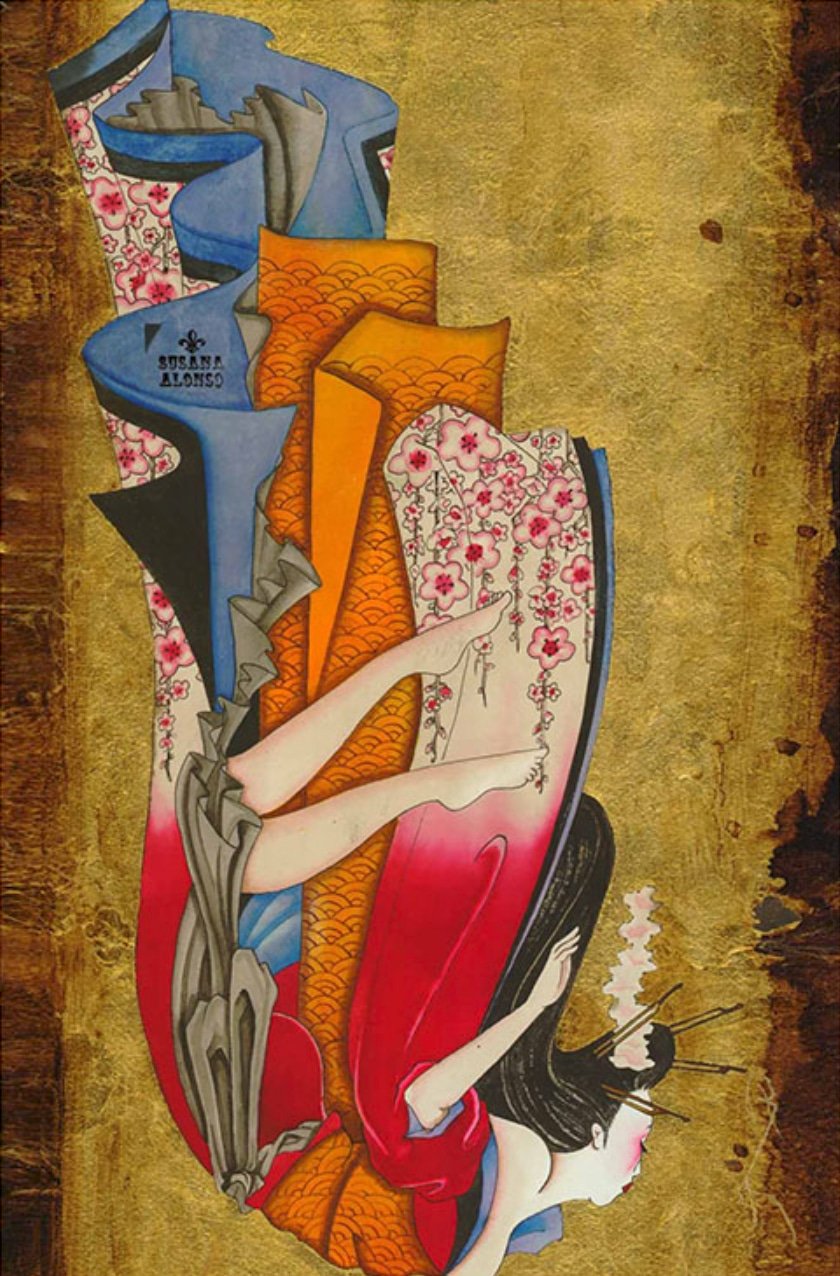 Black Market Art Company Falling Geisha Print