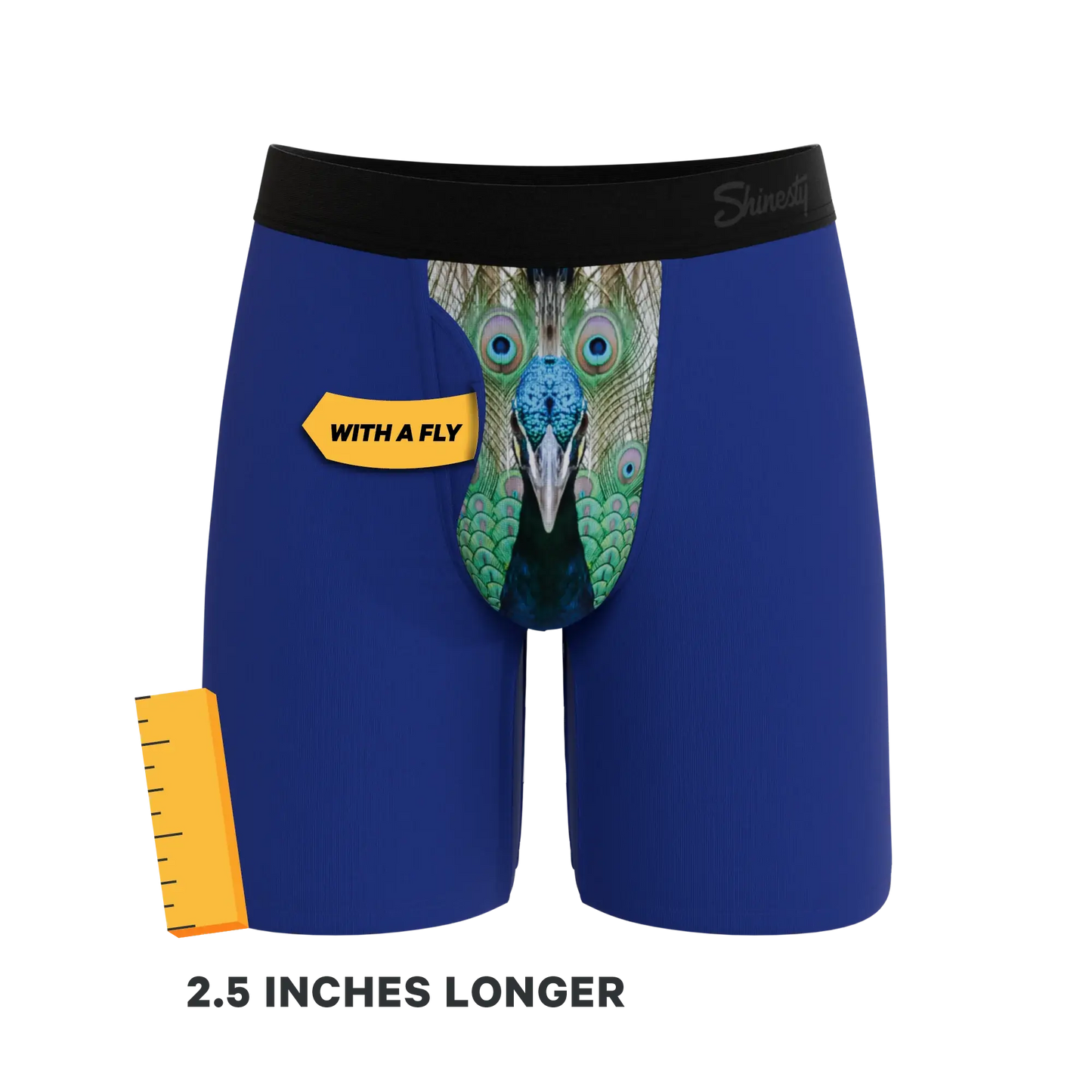 The Fancy Feather | Peacock Long Leg Ball Hammock® Pouch Underwear With Fly - Shinesty - Flyclothing LLC
