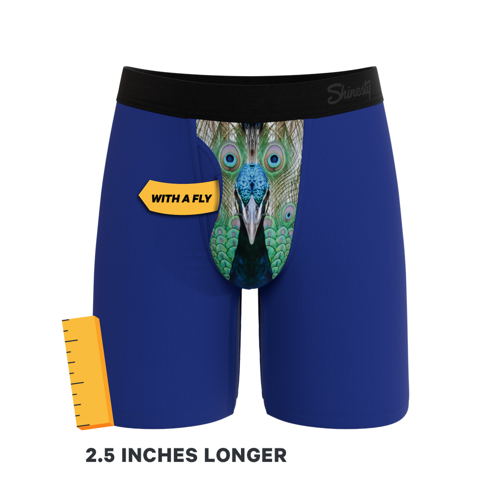 The Fancy Feather | Peacock Long Leg Ball Hammock® Pouch Underwear With Fly - Shinesty - Flyclothing LLC
