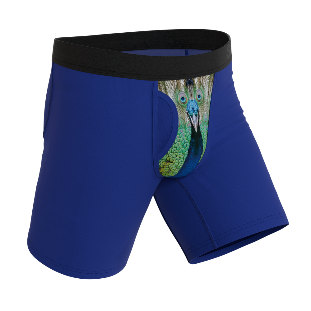 The Fancy Feather | Peacock Long Leg Ball Hammock® Pouch Underwear With Fly - Shinesty - Flyclothing LLC