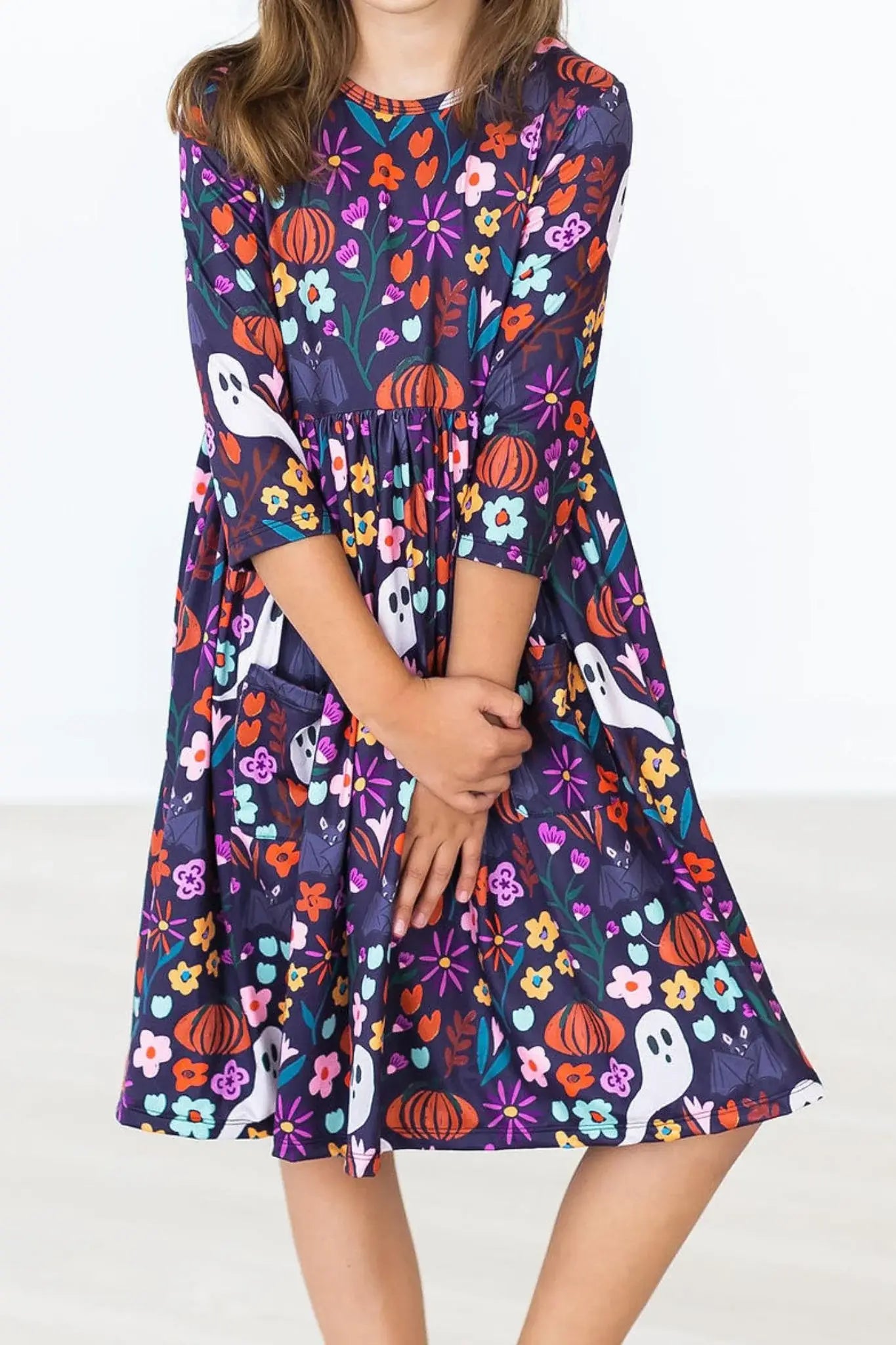 Fangtastic 3/4 Sleeve Pocket Twirl Dress - Mila & Rose ® - Flyclothing LLC