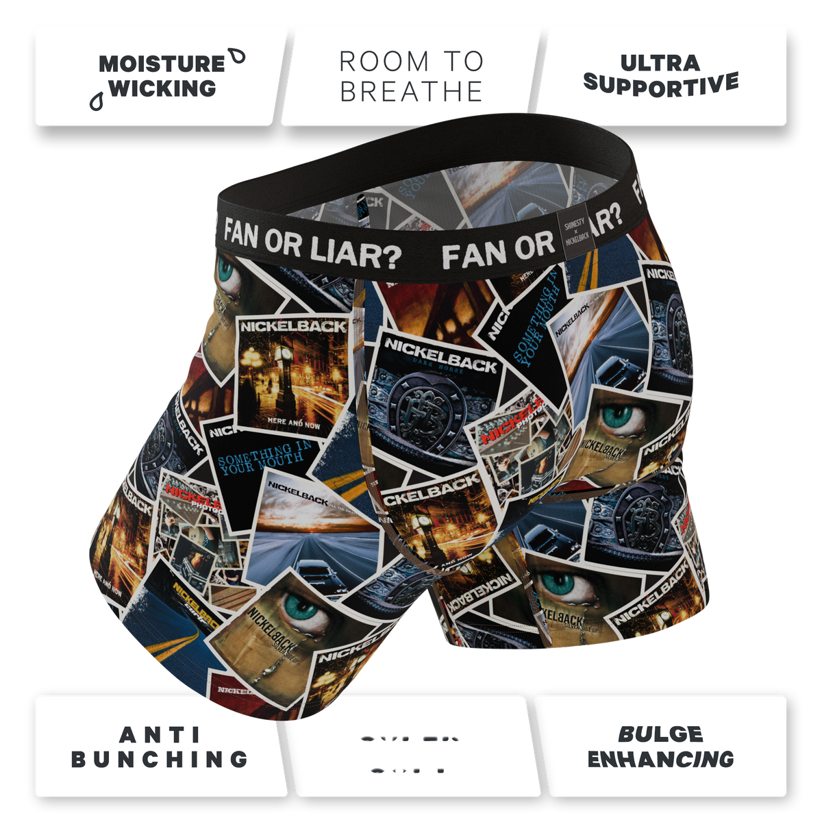 The Fan or Liar | Shinesty X Nickelback Albums Ball Hammock® Pouch Underwear With Fly - Shinesty - Flyclothing LLC