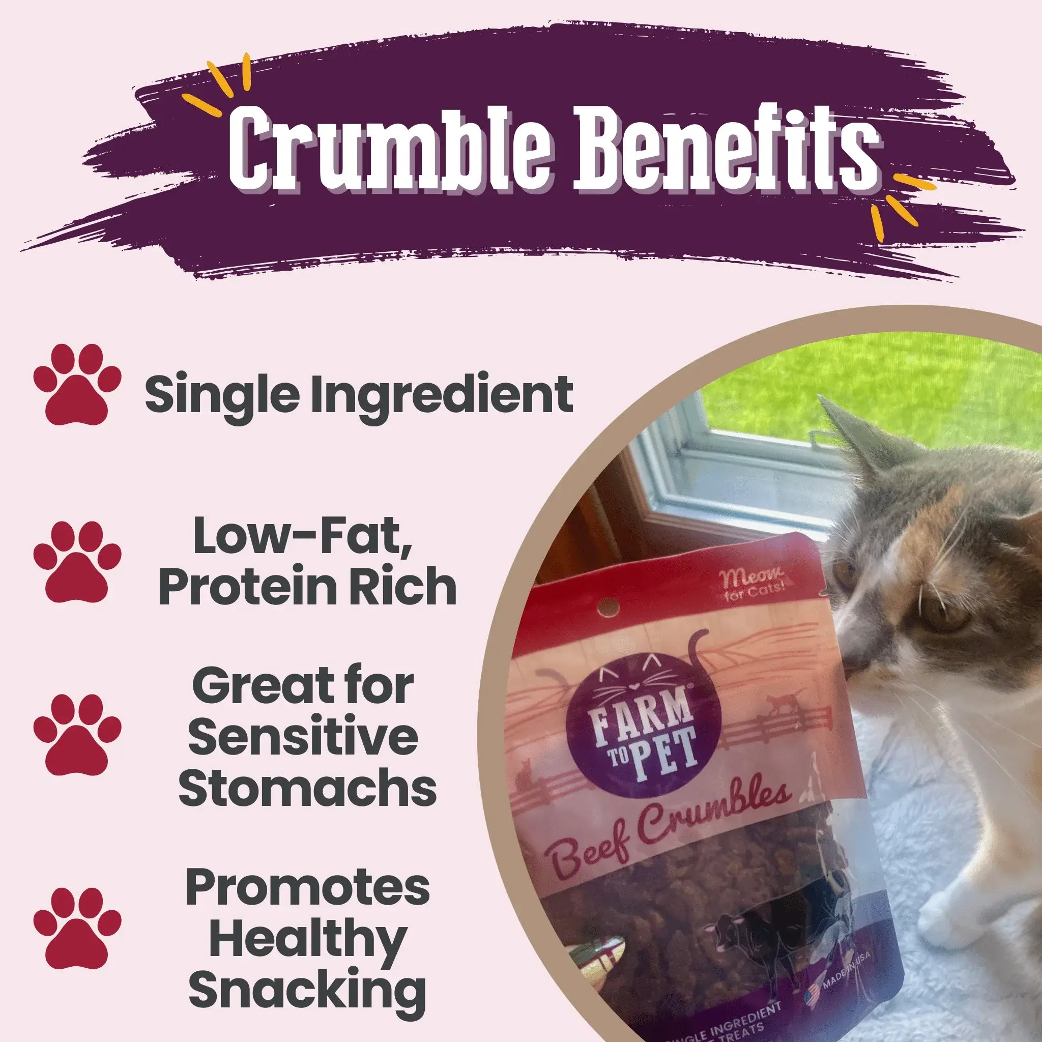 Beef Crumbles Cat Treats | High Protein Treats for Cats - Farm To Pet - Flyclothing LLC