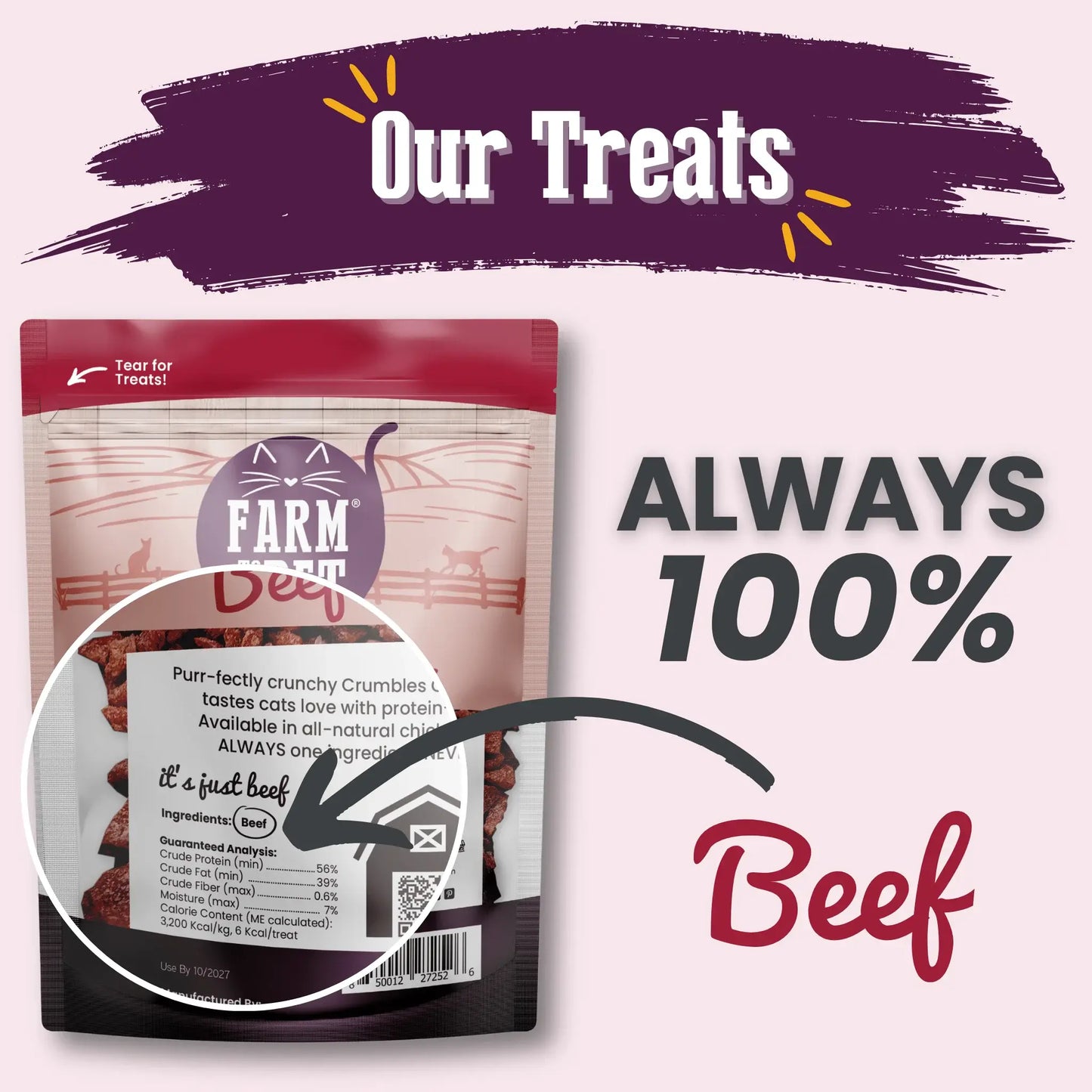 Beef Crumbles Cat Treats | High Protein Treats for Cats - Farm To Pet - Flyclothing LLC