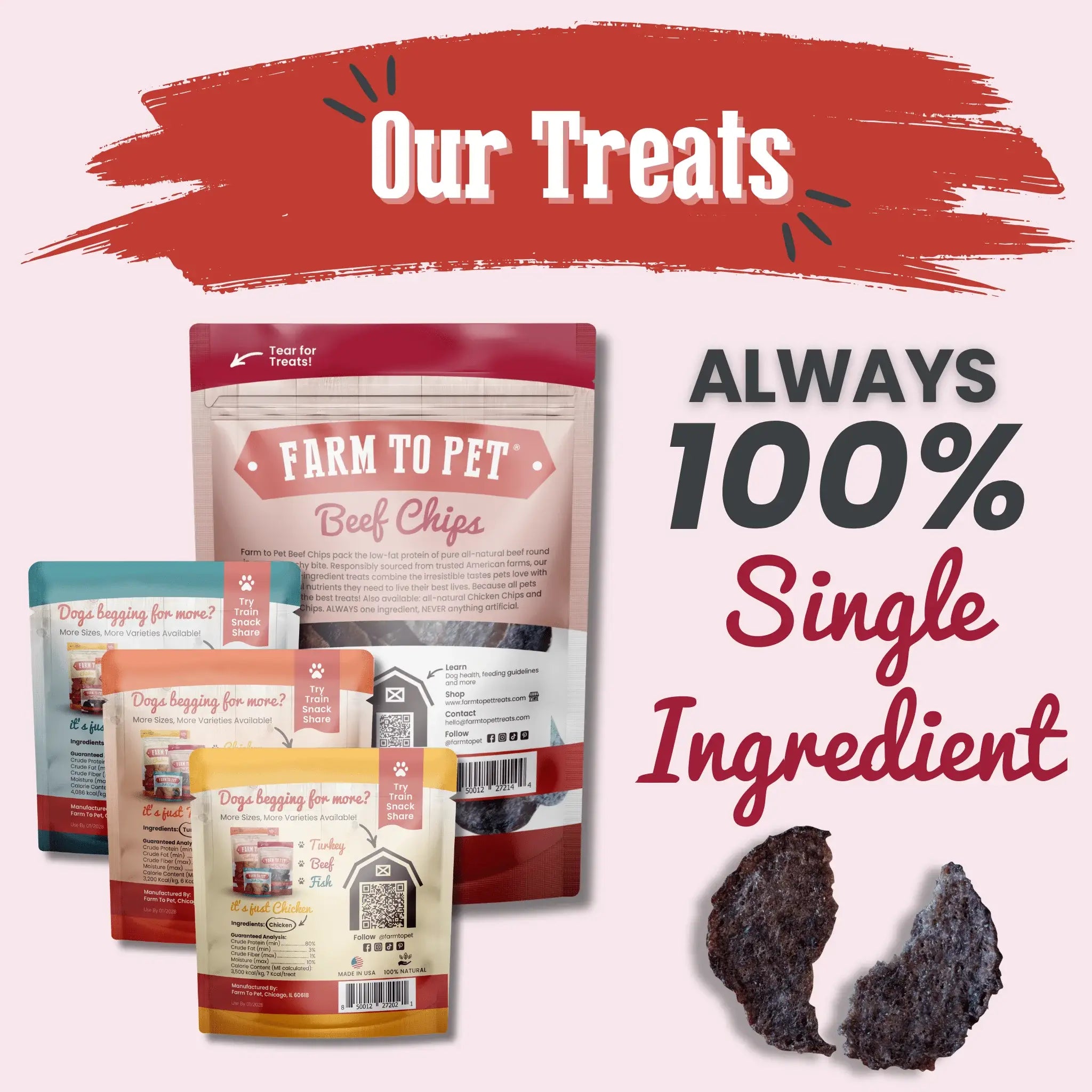 Puppy Packs 'n Snacks Dog Treat Starter Pack | Single-Ingredient Training Treats - Farm To Pet - Flyclothing LLC