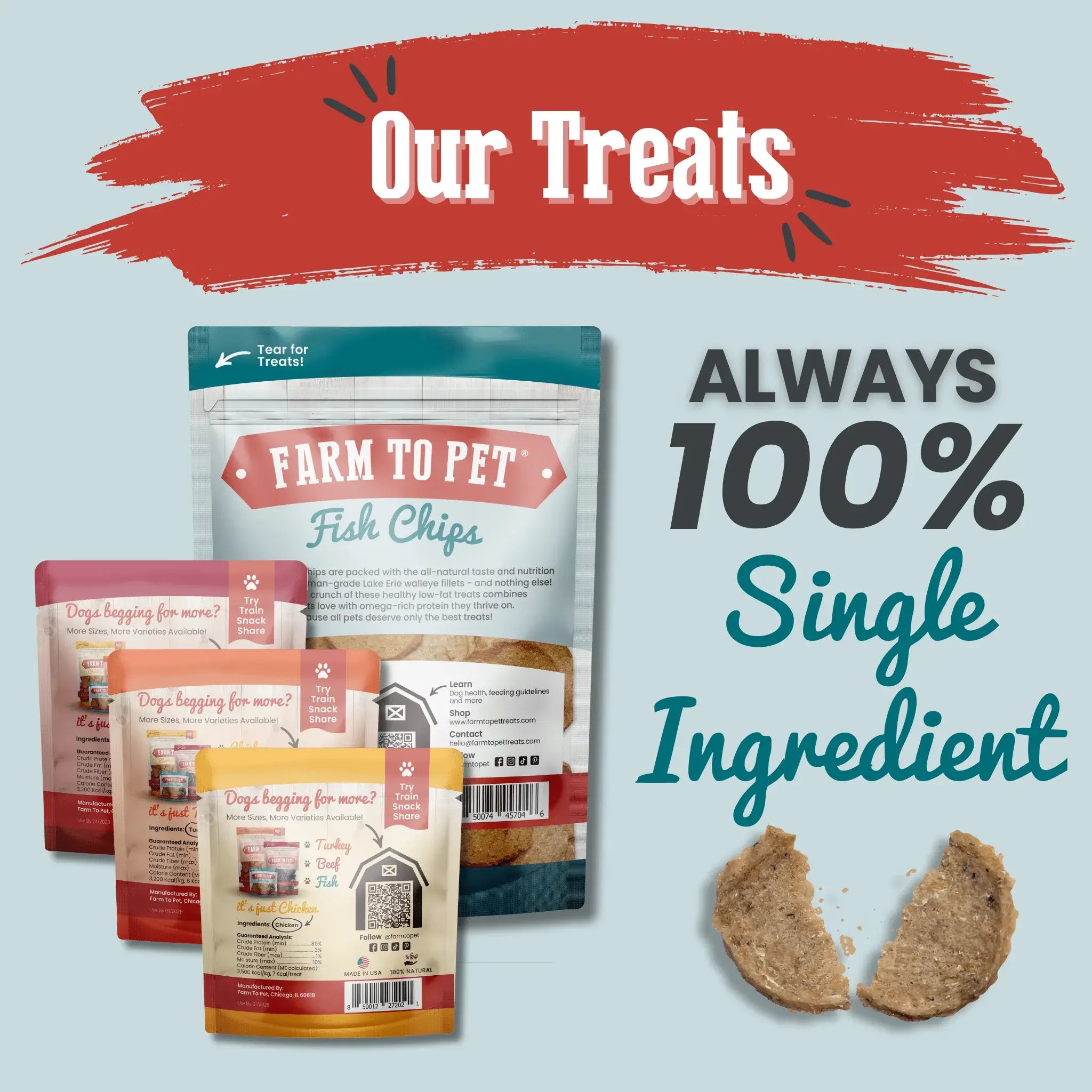 Puppy Packs 'n Snacks Dog Treat Starter Pack | Single-Ingredient Training Treats - Farm To Pet - Flyclothing LLC