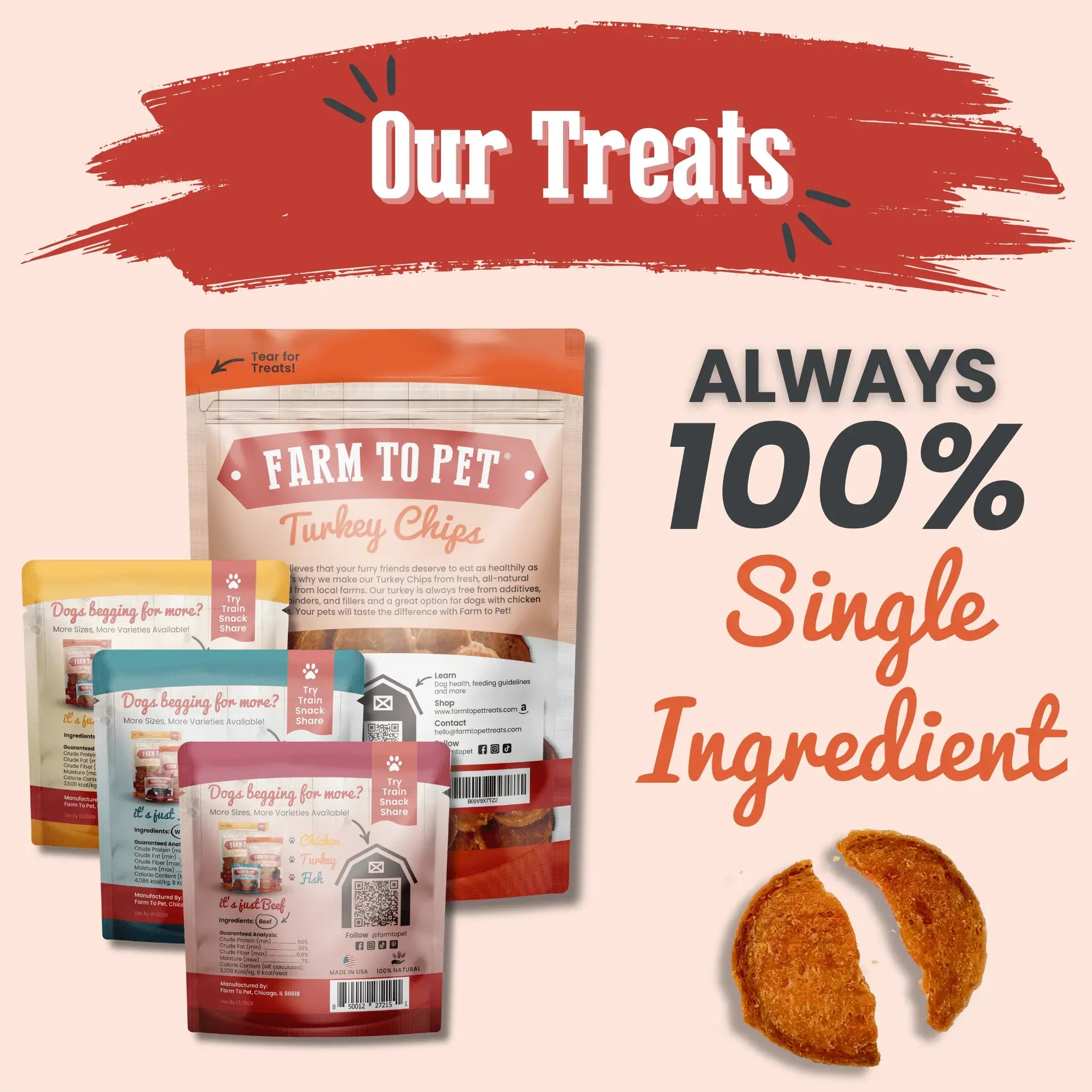 Puppy Packs 'n Snacks Dog Treat Starter Pack | Single-Ingredient Training Treats - Farm To Pet - Flyclothing LLC