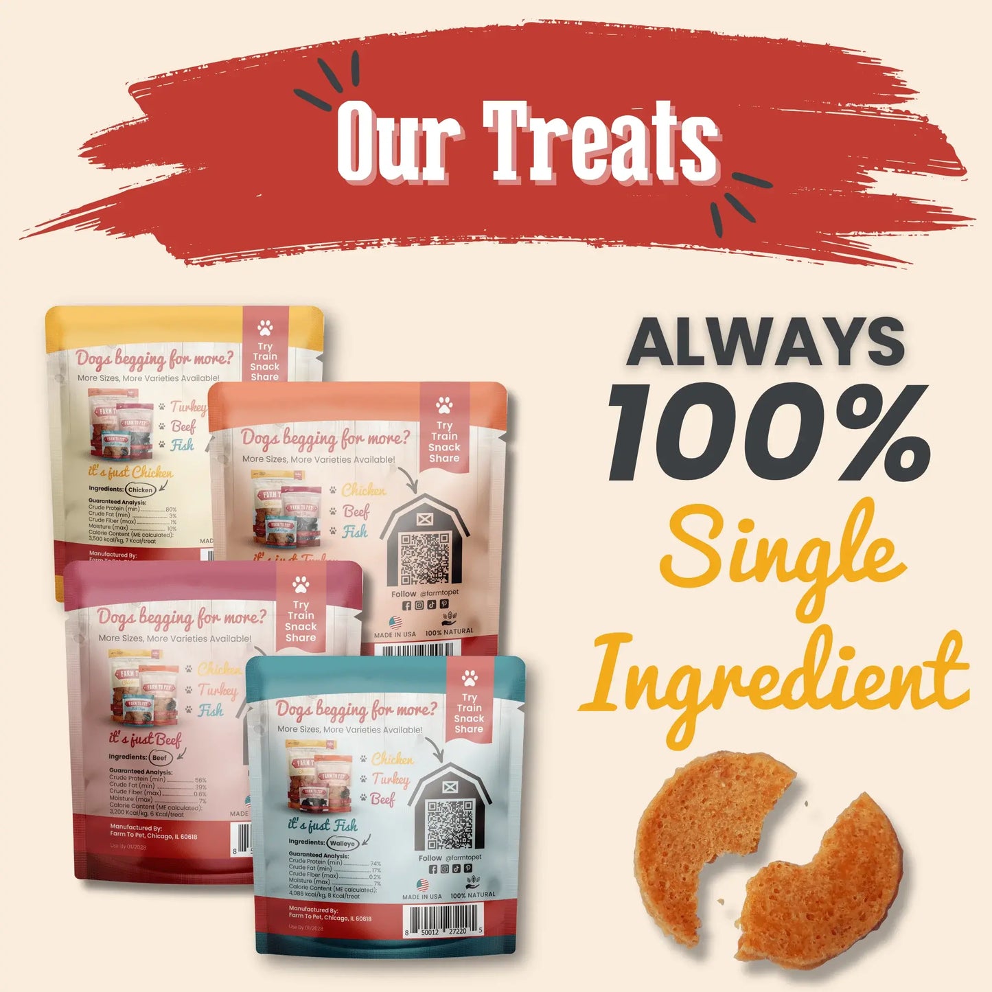 Snack Pack Dog Treat Sampler - Farm To Pet - Flyclothing LLC