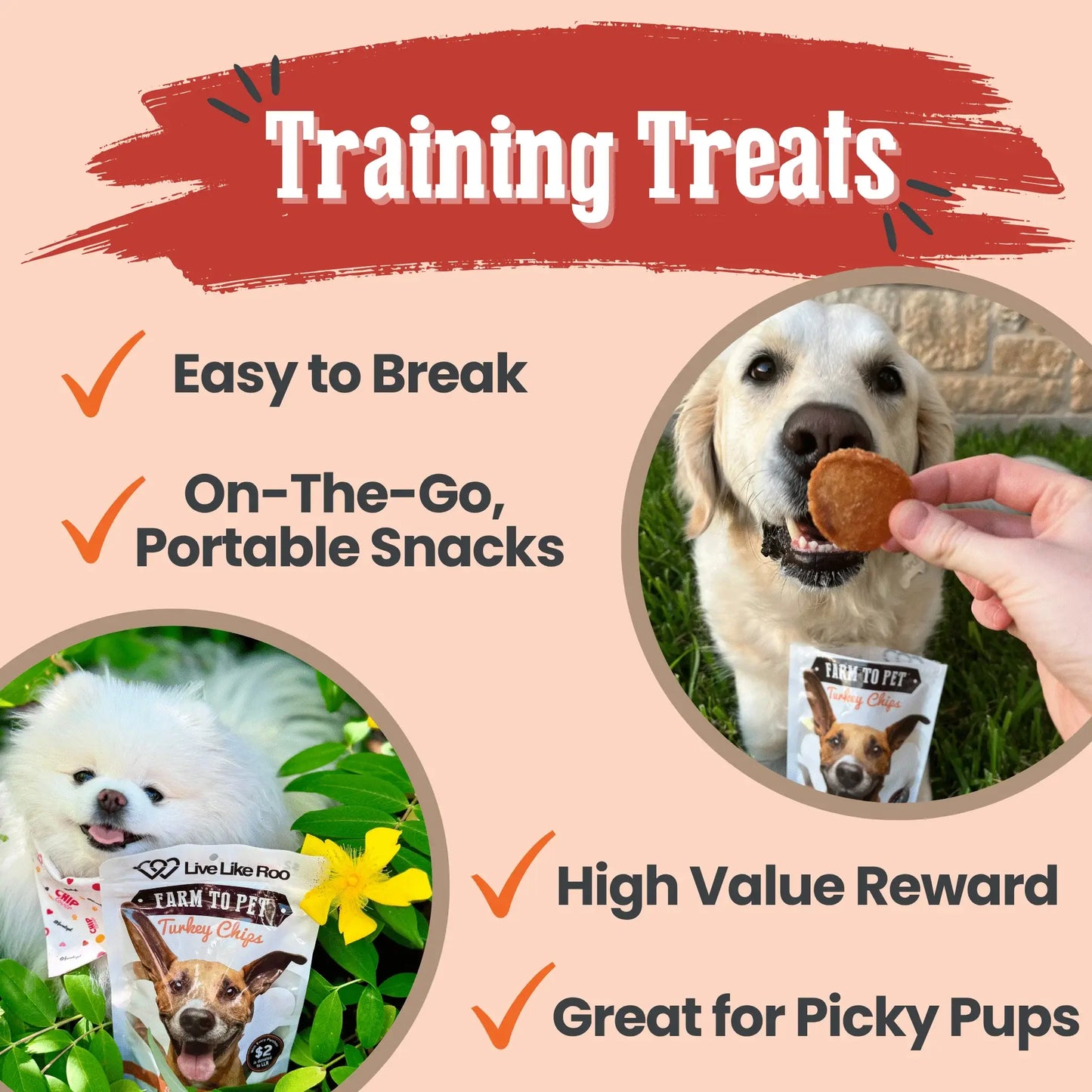 Live Like Roo Turkey Chips for Dogs | Dog Treats That Give Back - Farm To Pet - Flyclothing LLC