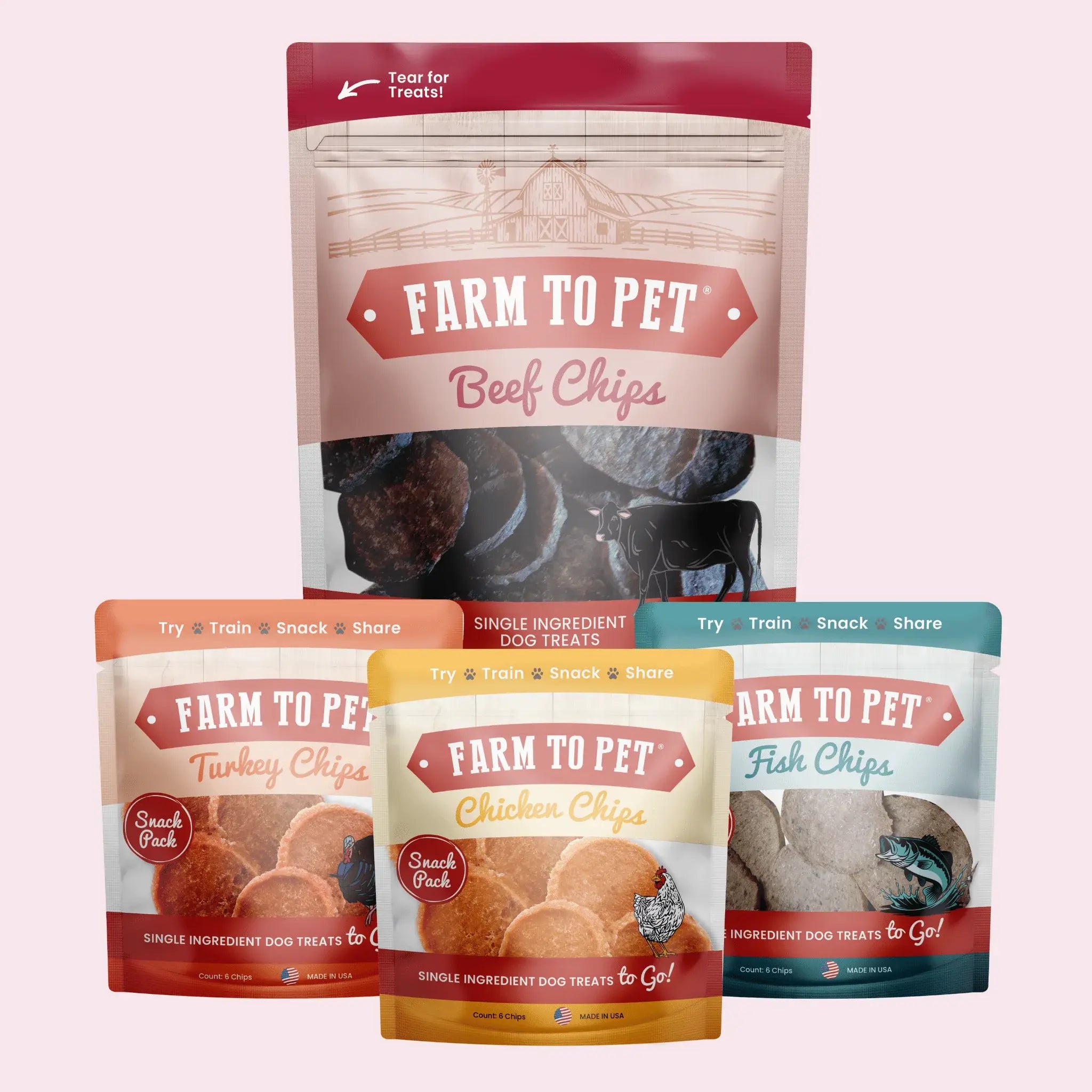 Puppy Packs 'n Snacks Dog Treat Starter Pack | Single-Ingredient Training Treats - Farm To Pet - Flyclothing LLC