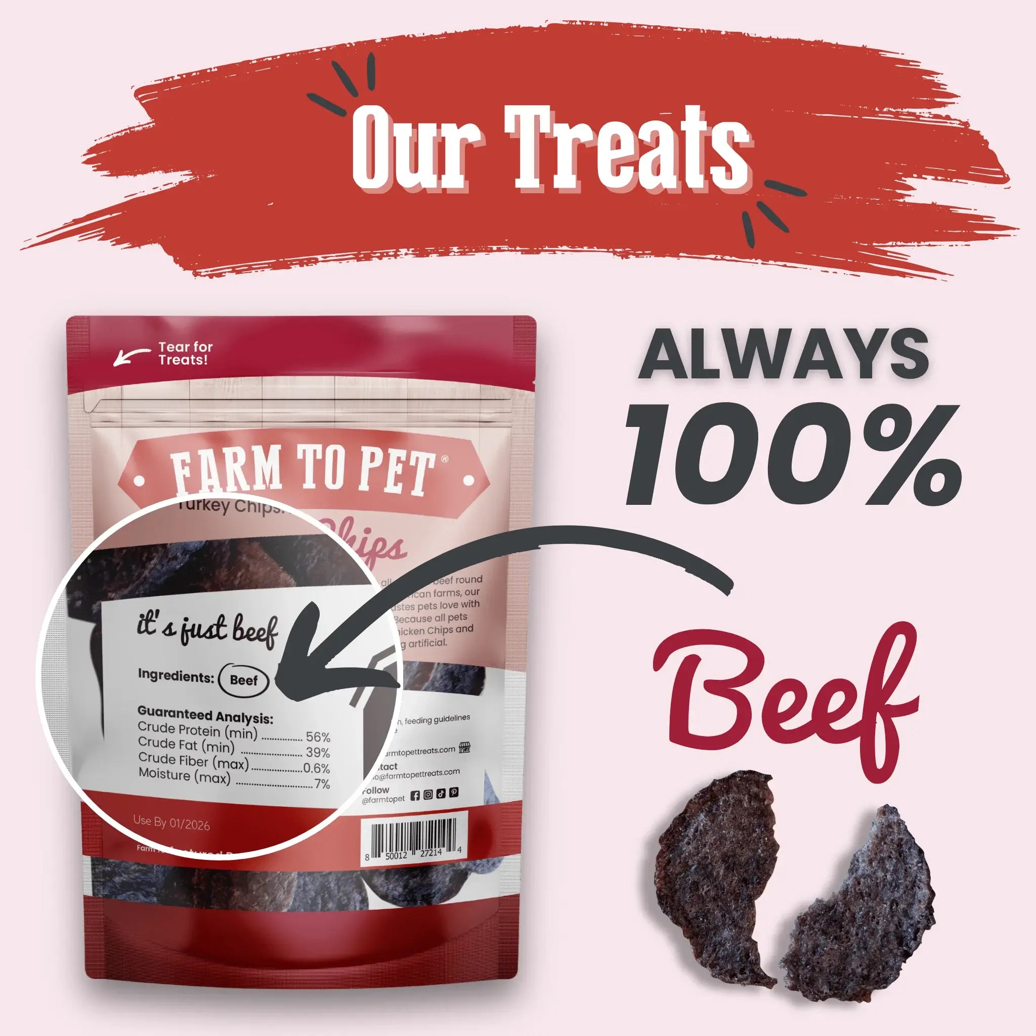 Beef Chips Dog Treats | Single-Ingredient Healthy Treats for Dogs - Farm To Pet - Flyclothing LLC