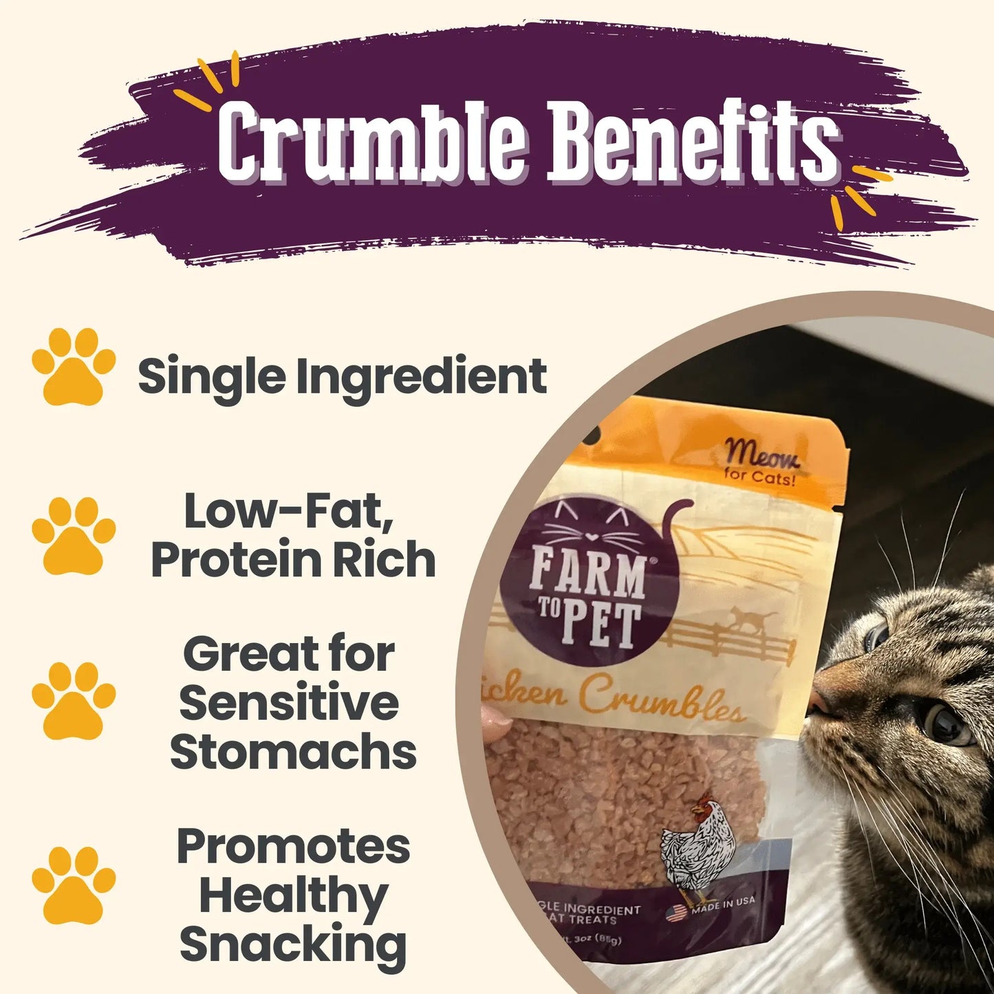 Chicken Crumbles Cat Treats | Single-Ingredient Treats for Cats - Farm To Pet - Flyclothing LLC