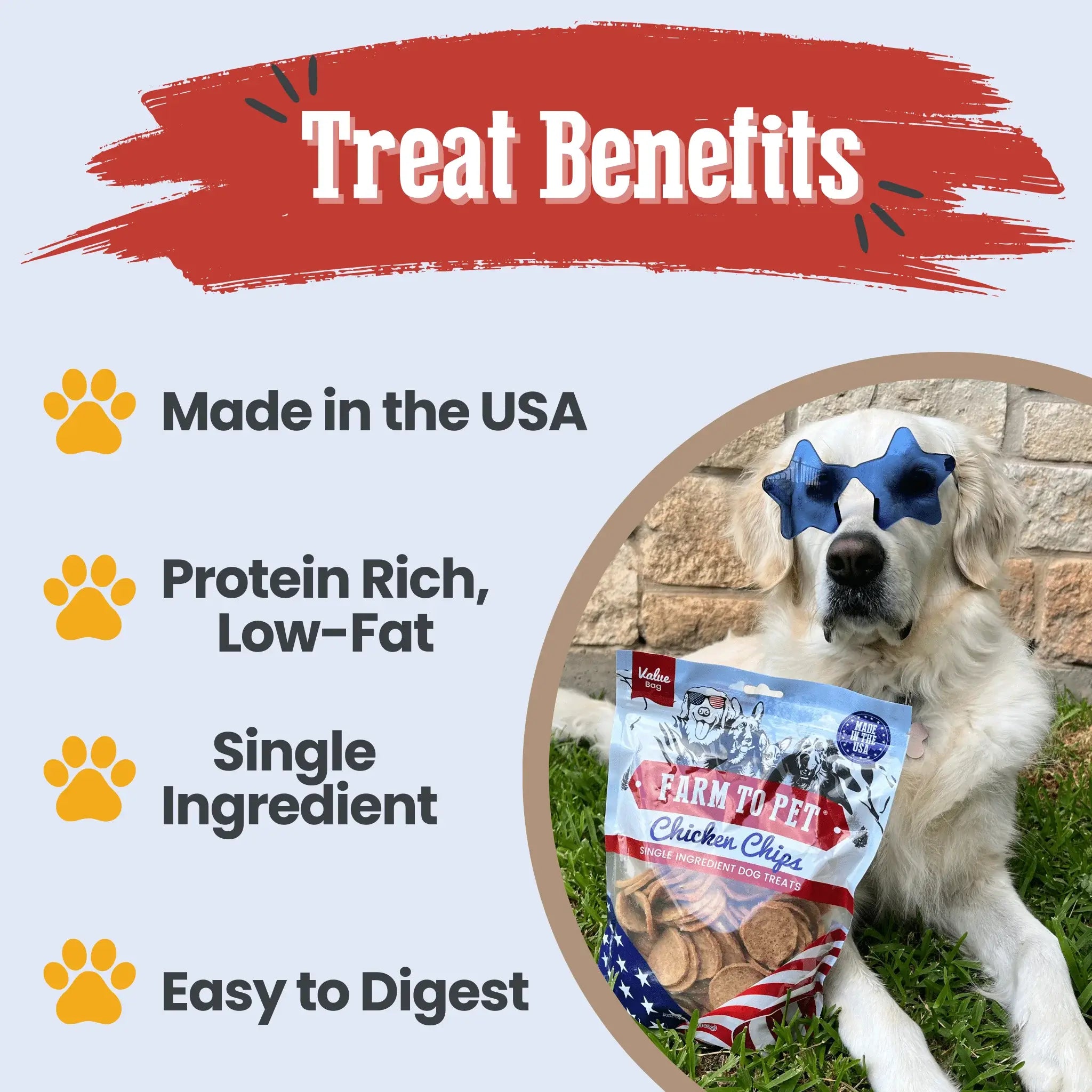 Americana Chicken Chips for Dogs | Celebrate with USA-made Dog Treats - Farm To Pet - Flyclothing LLC