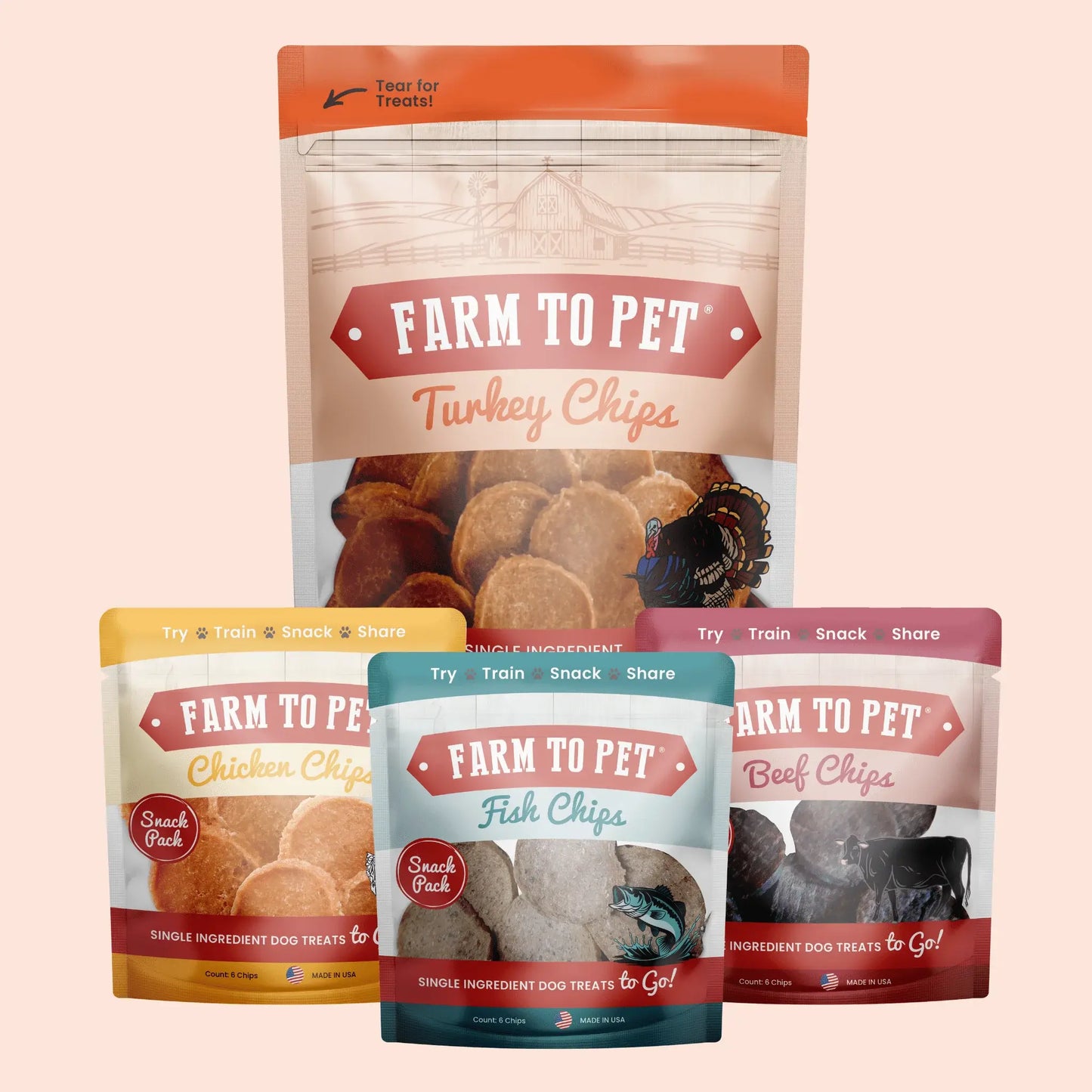 Puppy Packs 'n Snacks Dog Treat Starter Pack | Single-Ingredient Training Treats - Farm To Pet - Flyclothing LLC