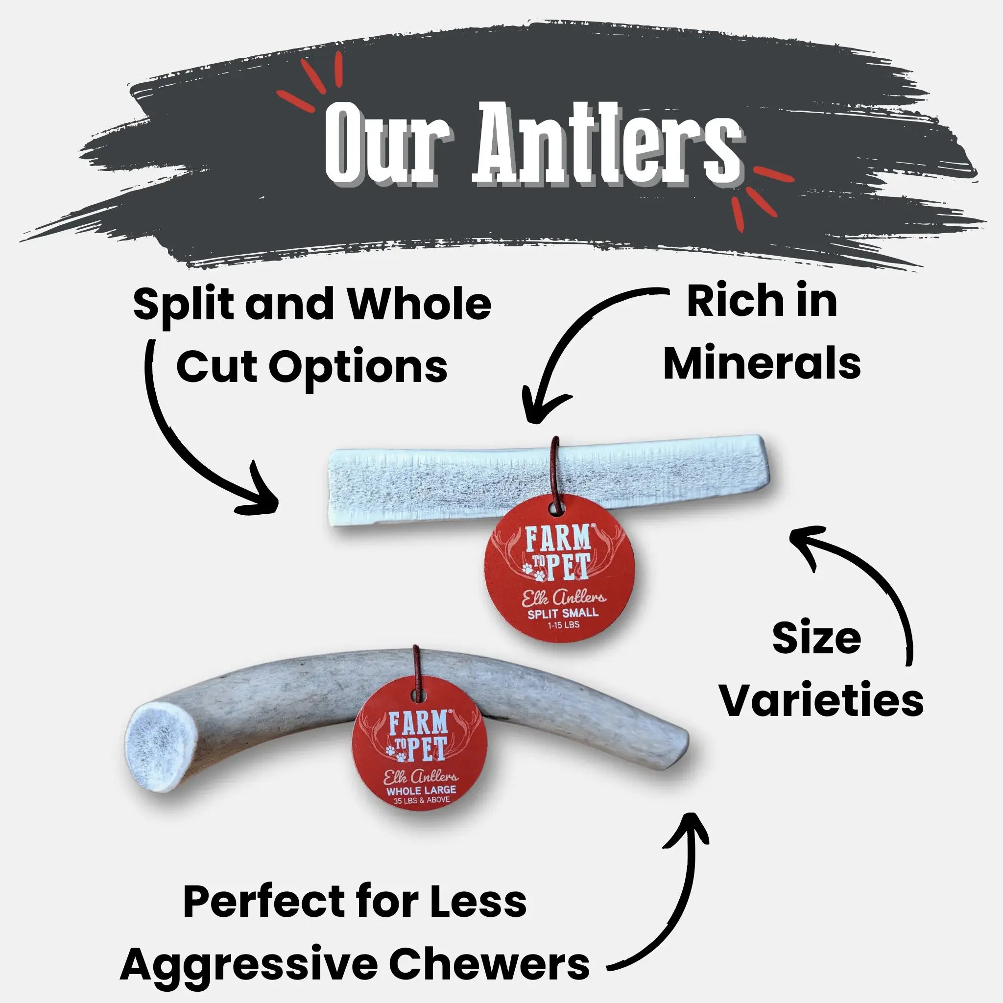 Elk Antler Dog Chews | All-Natural Whole and Split Elk Antler Chews for Dogs - Farm To Pet - Flyclothing LLC