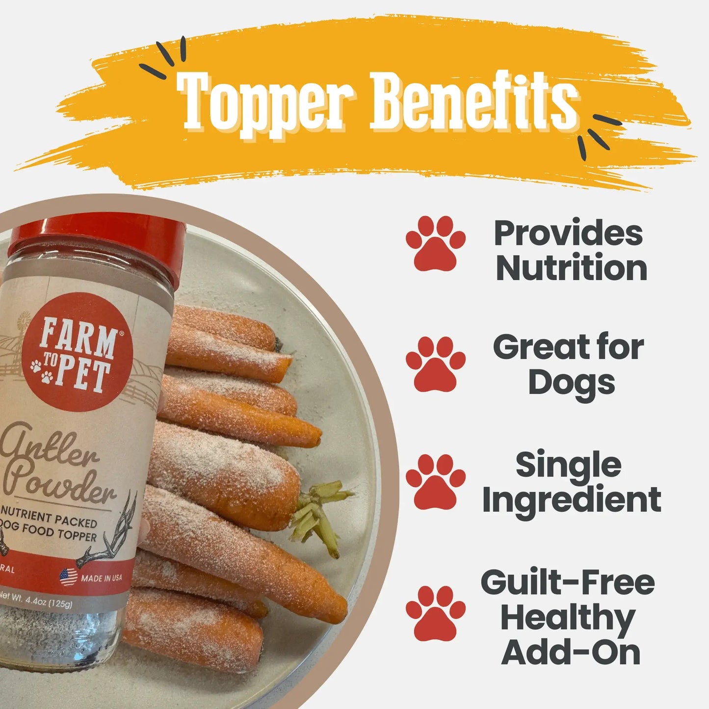Treat Topper Antler Powder Dog Food Topper | Nutritional Supplement for Dogs and Cats - Farm To Pet - Flyclothing LLC