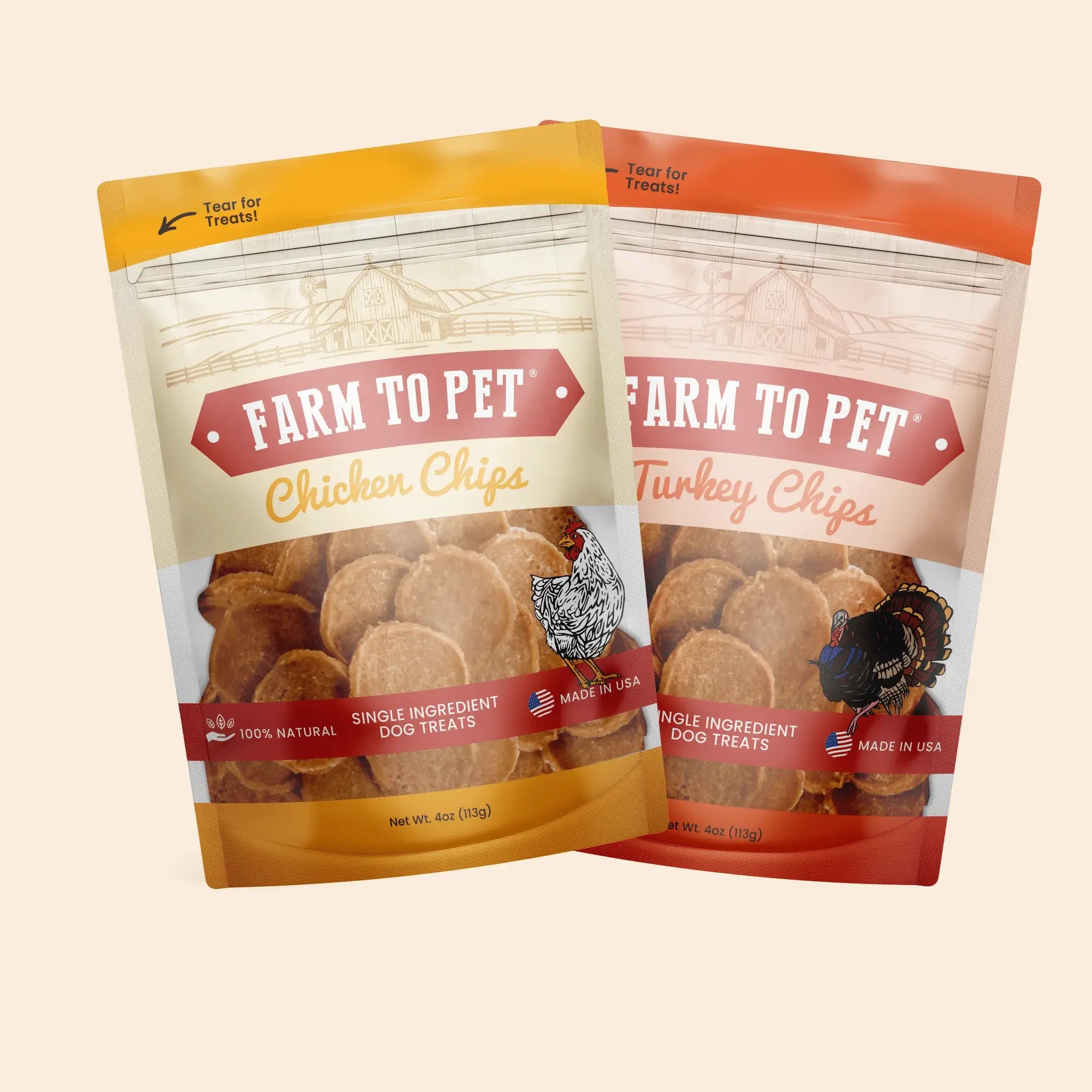 Turkey & Chicken Chip Dog Treat Duo | Single-Ingredient Poultry Treats for Dogs - Farm To Pet - Flyclothing LLC