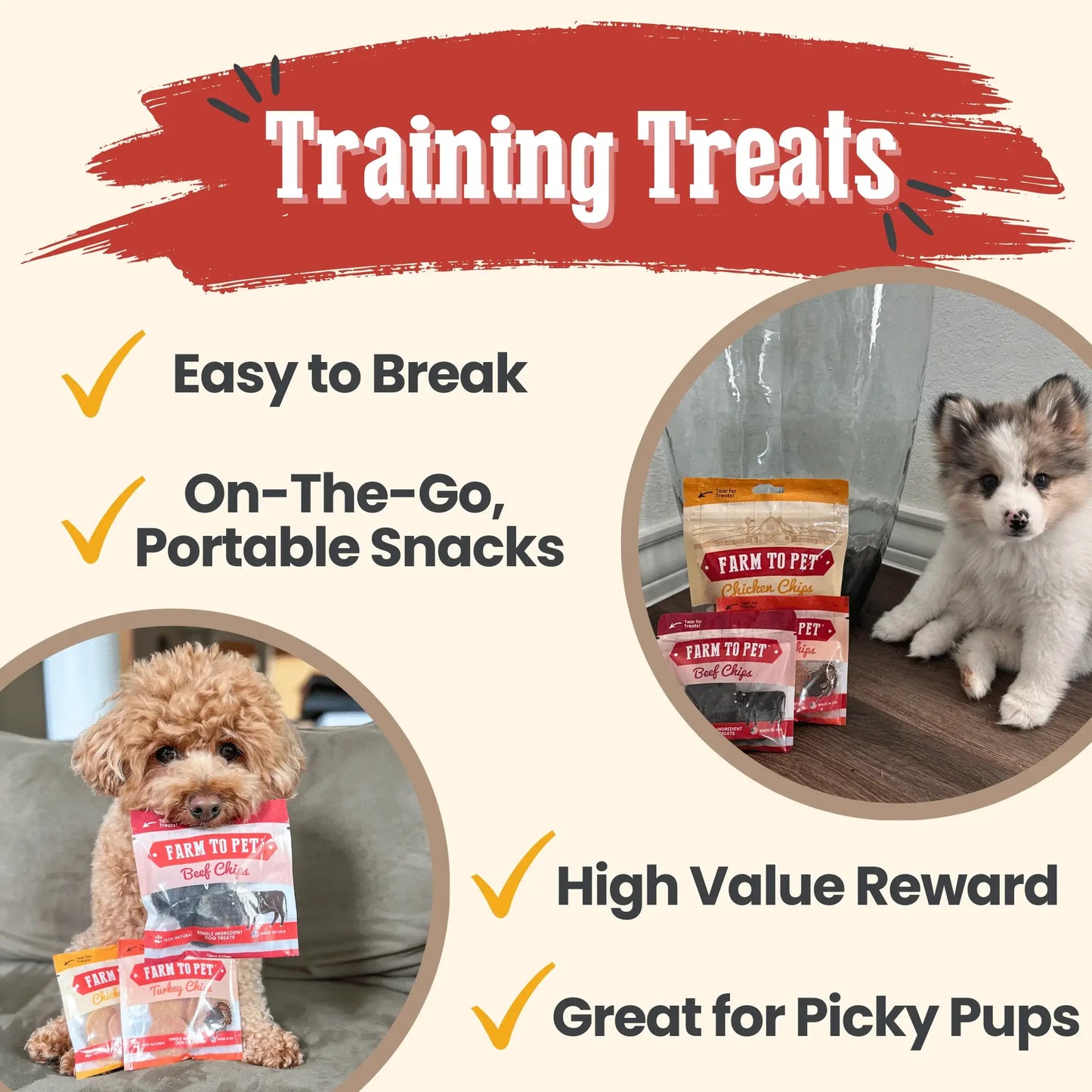 Puppy Packs 'n Snacks Dog Treat Starter Pack | Single-Ingredient Training Treats - Farm To Pet - Flyclothing LLC
