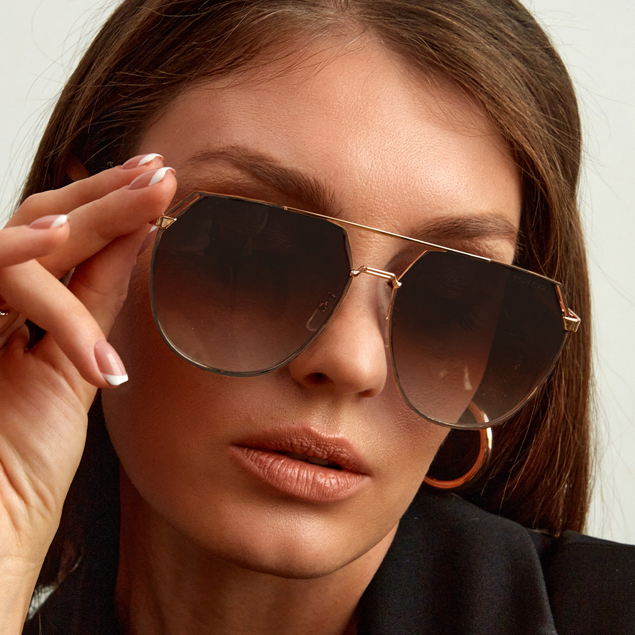 Farrah - Brown Tangle Free Aviator Sunglasses - TopFoxx - Flyclothing LLC