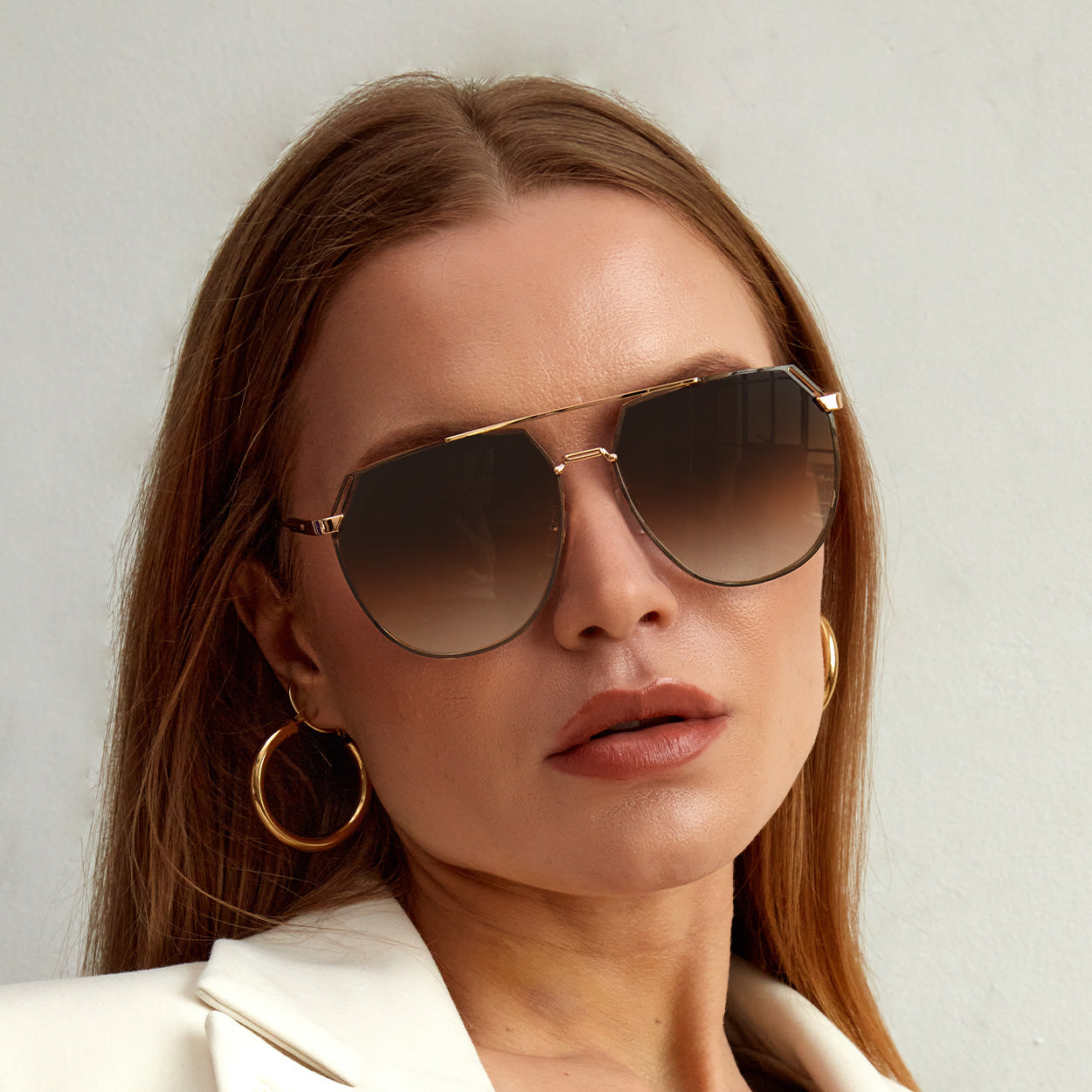 Farrah - Brown Tangle Free Aviator Sunglasses - TopFoxx - Flyclothing LLC