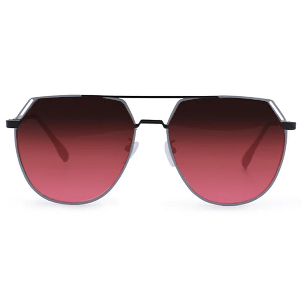 Farrah - Black Frame Ruby Lens Square Aviator Sunglasses - TopFoxx - Flyclothing LLC