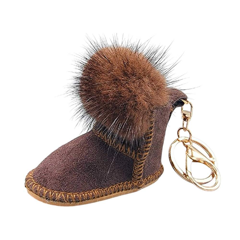 Faux Fur Pom Pom Boot Bag Charm - Madeline Love - Flyclothing LLC