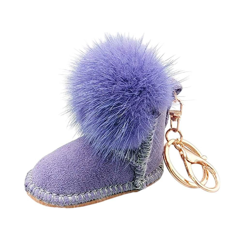 Faux Fur Pom Pom Boot Bag Charm - Madeline Love - Flyclothing LLC