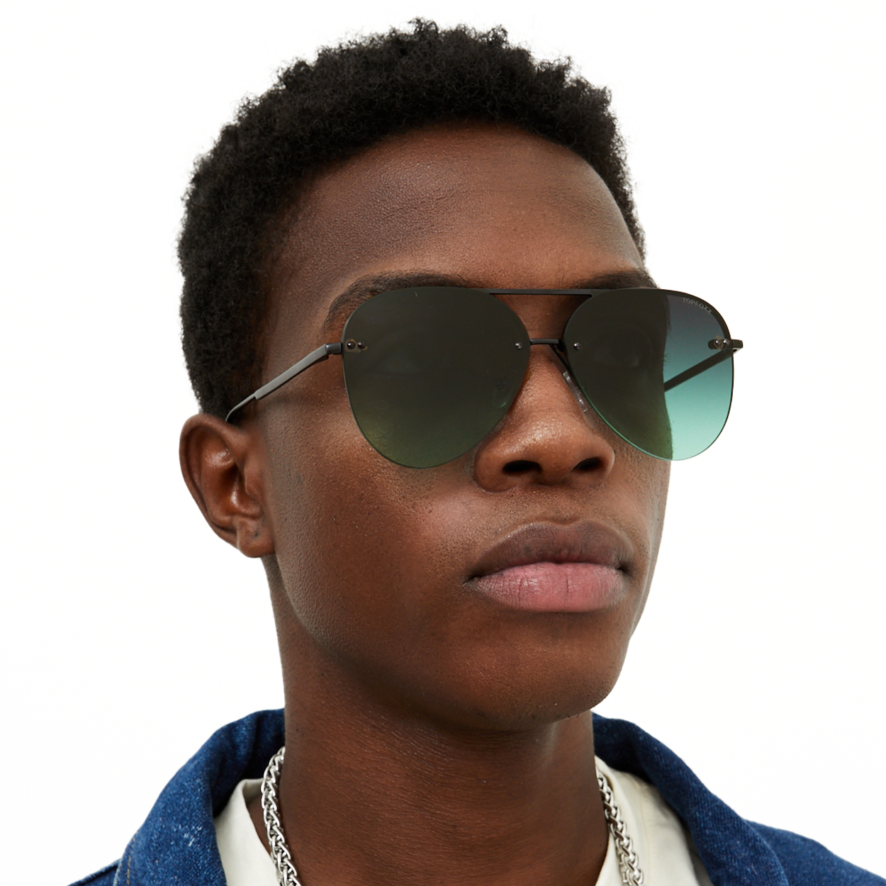 Smaller Megan 2 - Dark Green Metal Aviator Sunglasses - TopFoxx - Flyclothing LLC