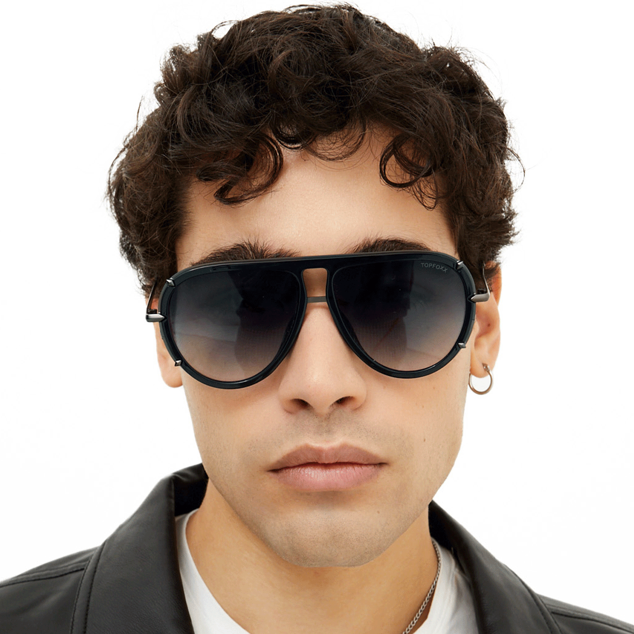 Ivy Luxe - Black Tangle-Free Round Aviator Sunglasses - TopFoxx - Flyclothing LLC