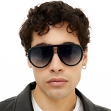 Ivy Luxe - Black Tangle-Free Round Aviator Sunglasses - TopFoxx - Flyclothing LLC