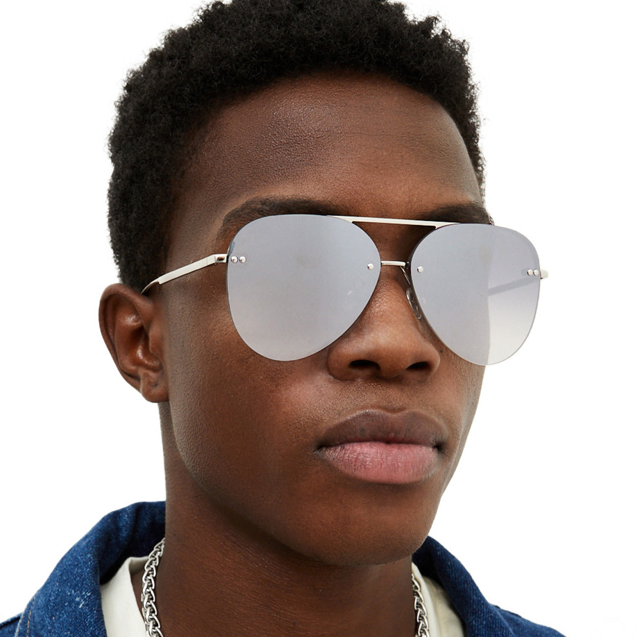 Smaller Megan 2 - Silver Metal Aviator Sunglasses - TopFoxx - Flyclothing LLC