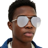 Smaller Megan 2 - Silver Metal Aviator Sunglasses - TopFoxx - Flyclothing LLC