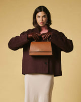 Federica (cognac) - Italian calf leather women's crossbody bag (with shoulder strap) - Leather Gloves Online - Flyclothing LLC