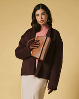 Federica (cognac) - Italian calf leather women's crossbody bag (with shoulder strap) - Leather Gloves Online - Flyclothing LLC