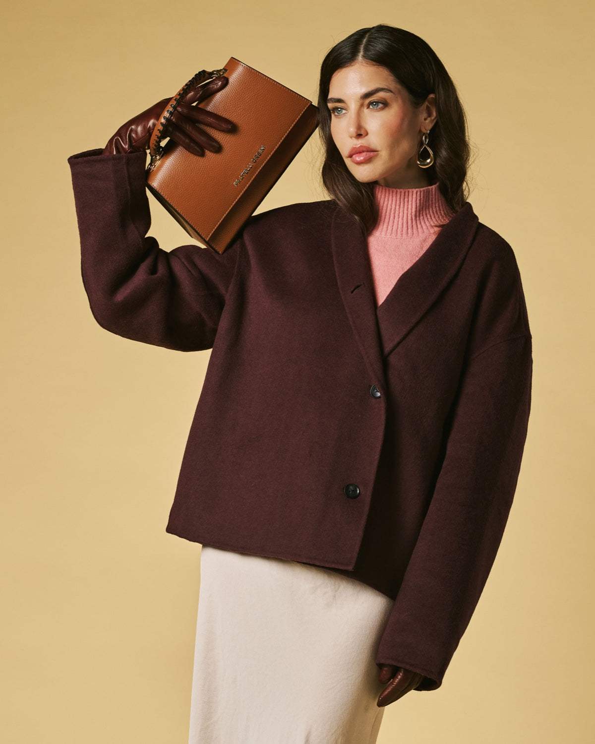 Federica (cognac) - Italian calf leather women's crossbody bag (with shoulder strap) - Leather Gloves Online - Flyclothing LLC