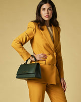 Federica (green) - Italian calf leather women's crossbody bag (with shoulder strap)