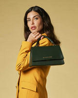 Federica (green) - Italian calf leather women's crossbody bag (with shoulder strap)