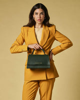 Federica (green) - Italian calf leather women's crossbody bag (with shoulder strap)