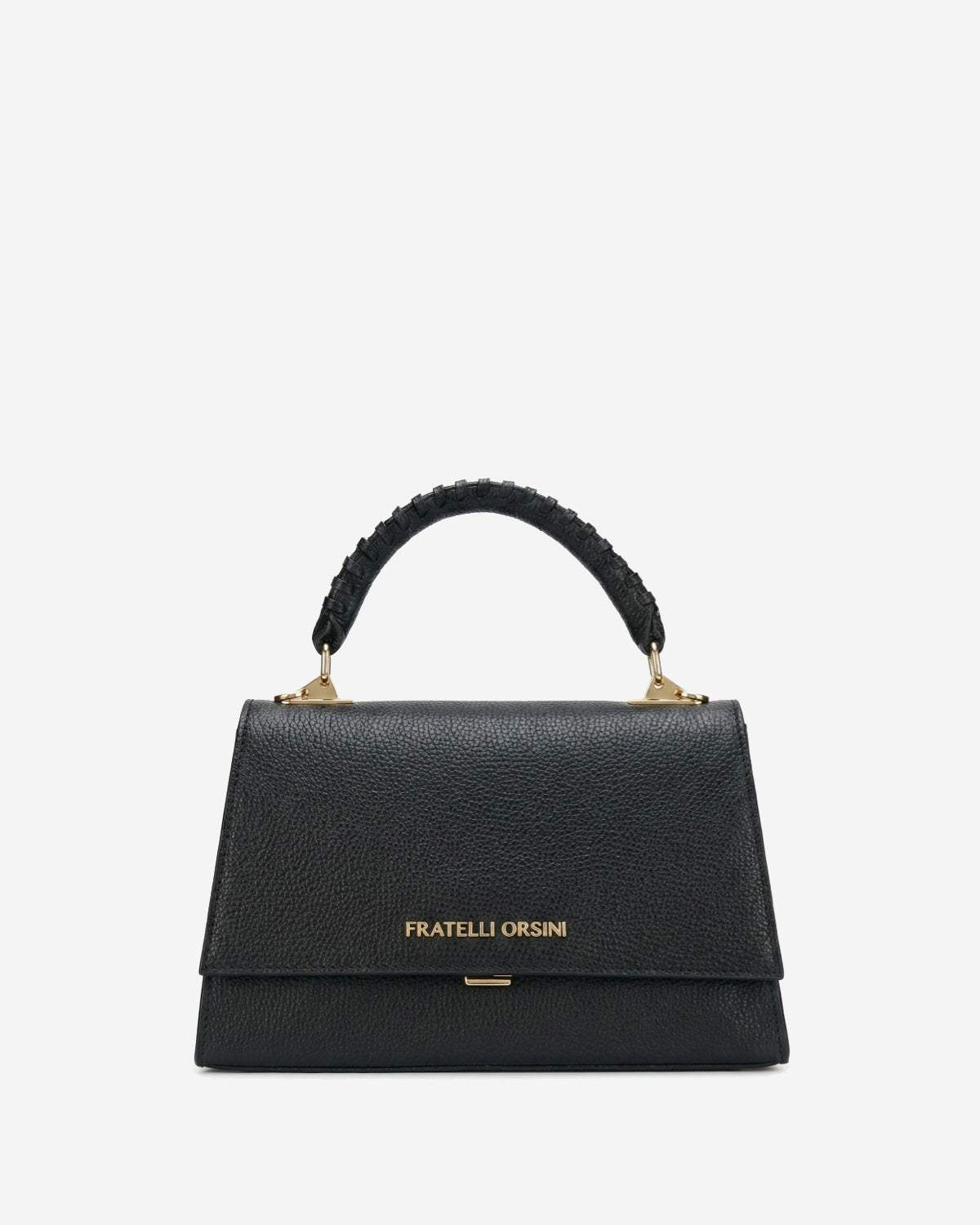 Federica (black) - Italian calf leather women's crossbody bag (with shoulder strap)