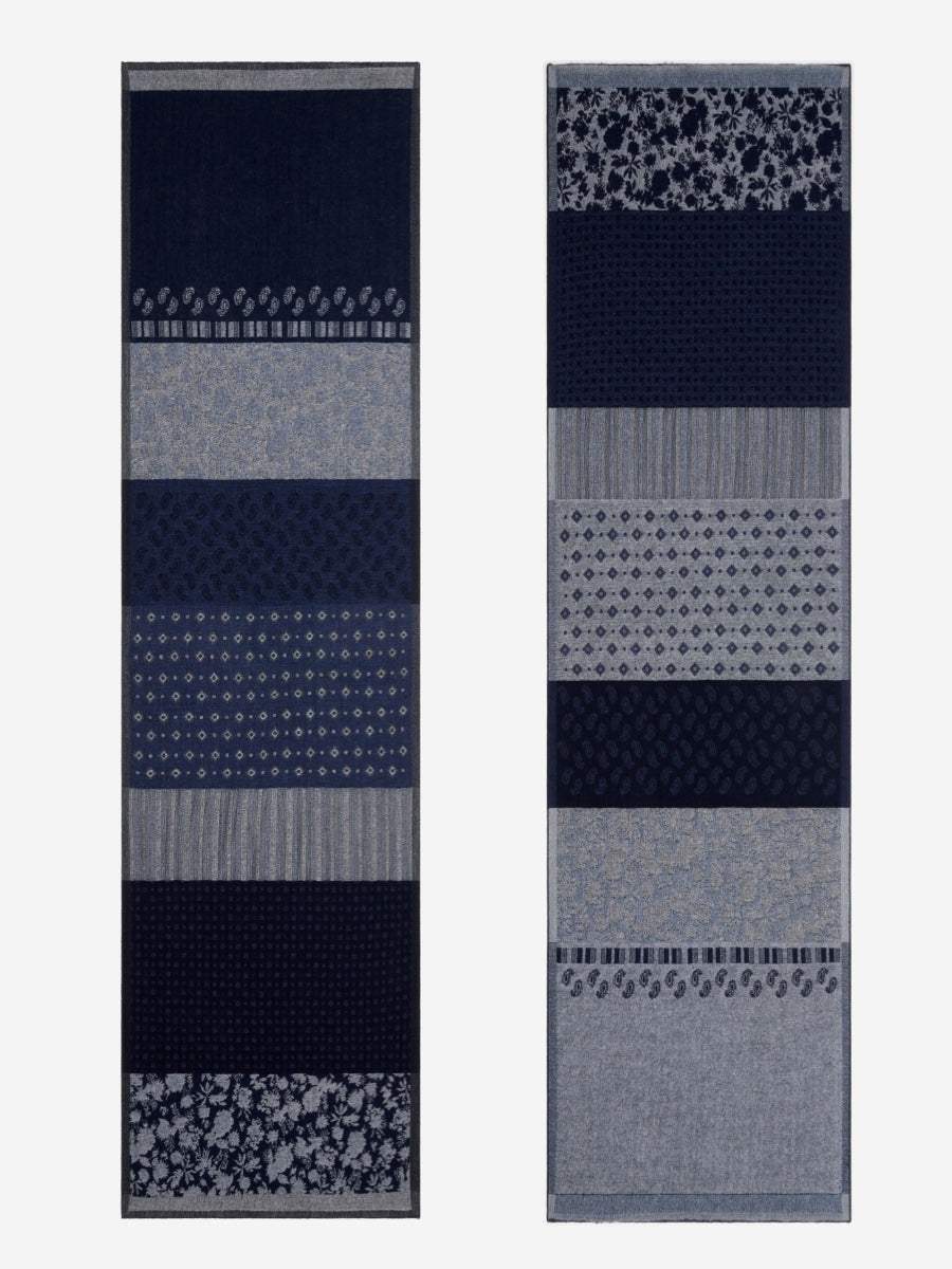 Federico (grey/blue) - Warm and soft Italian scarf from wool blend