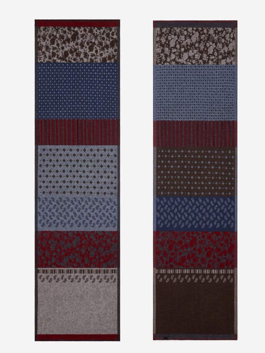 Federico (red/blue) - Warm and soft Italian scarf from wool blend