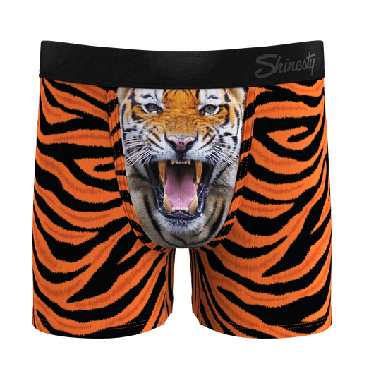 The Feral Feline | Tiger Print Boy's Boxer Briefs - Shinesty