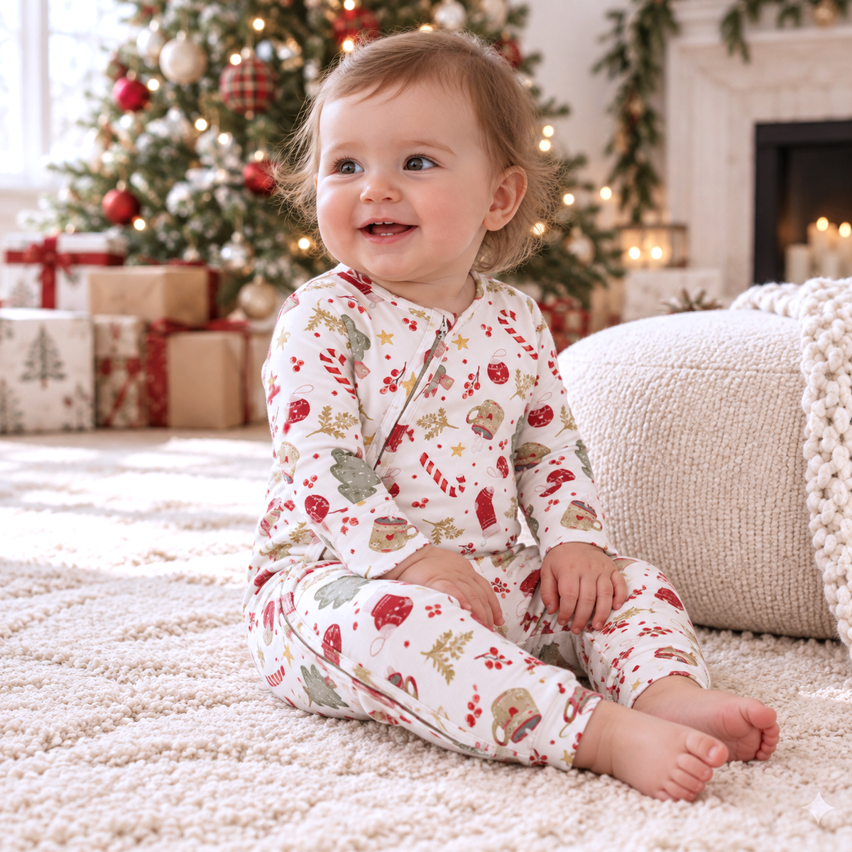 Bamboo Holiday Baby Zip Romper – Christmas One-Piece - Tesa Babe - Flyclothing LLC