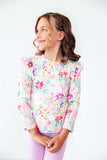Field of Flowers L/S Ruffle Tee - Mila & Rose ® - Flyclothing LLC