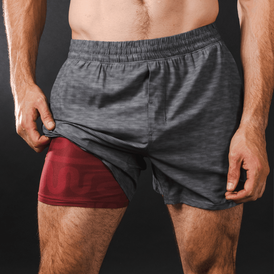 The Finish Line | Grey and Red Ball Hammock® 5 Inch Athletic Shorts - Shinesty