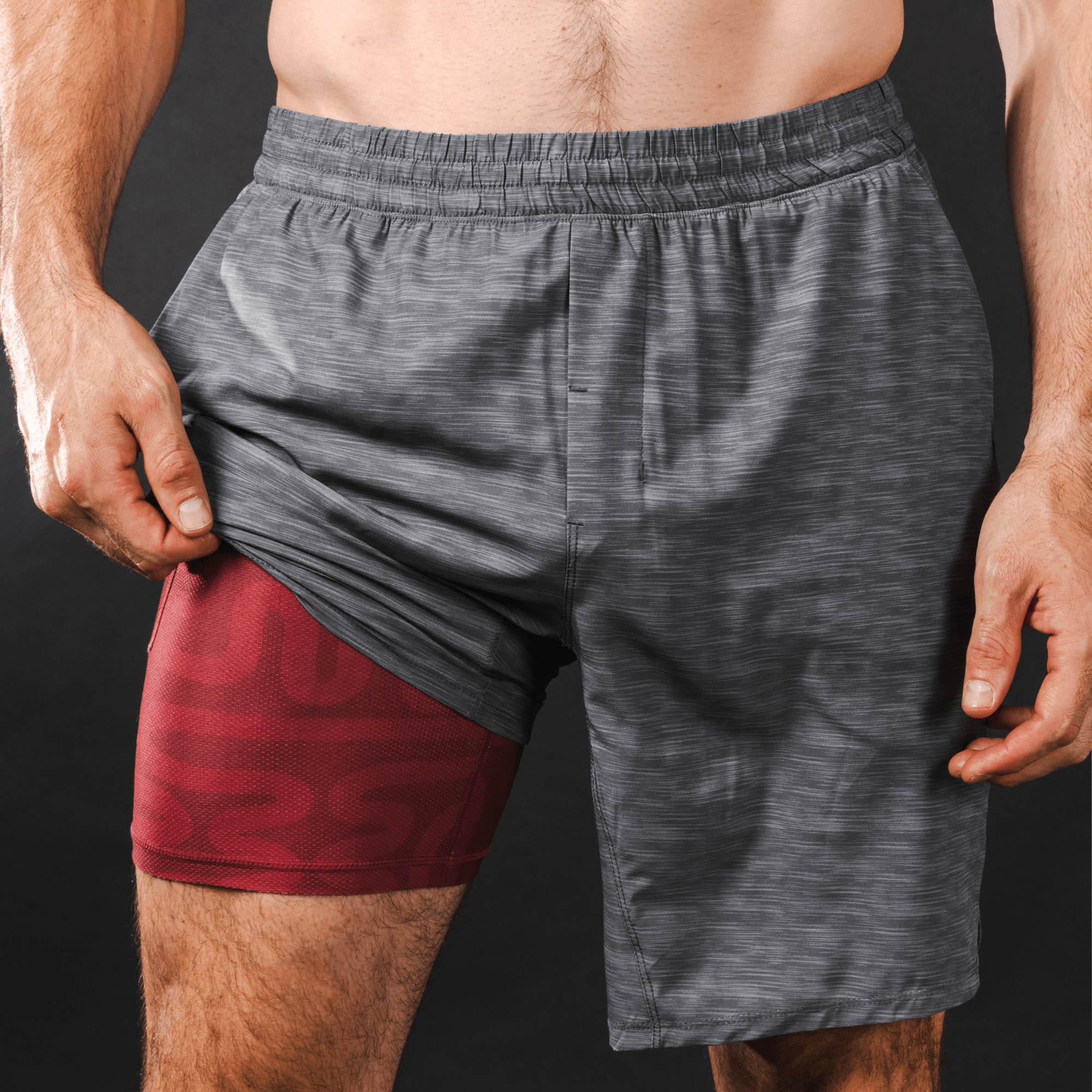 The Finish Line | Grey and Red Ball Hammock® 9 Inch Athletic Shorts - Shinesty