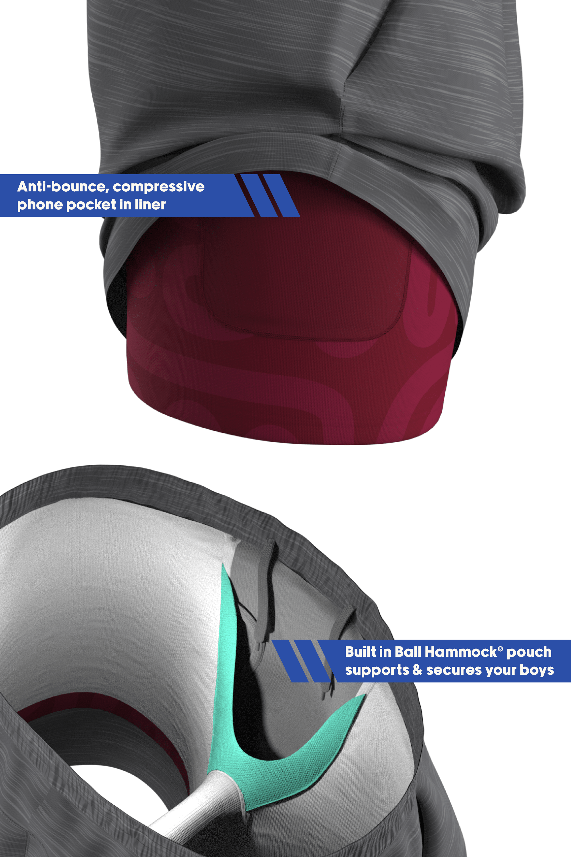 The Finish Line | Grey and Red Ball Hammock® 9 Inch Athletic Shorts - Shinesty